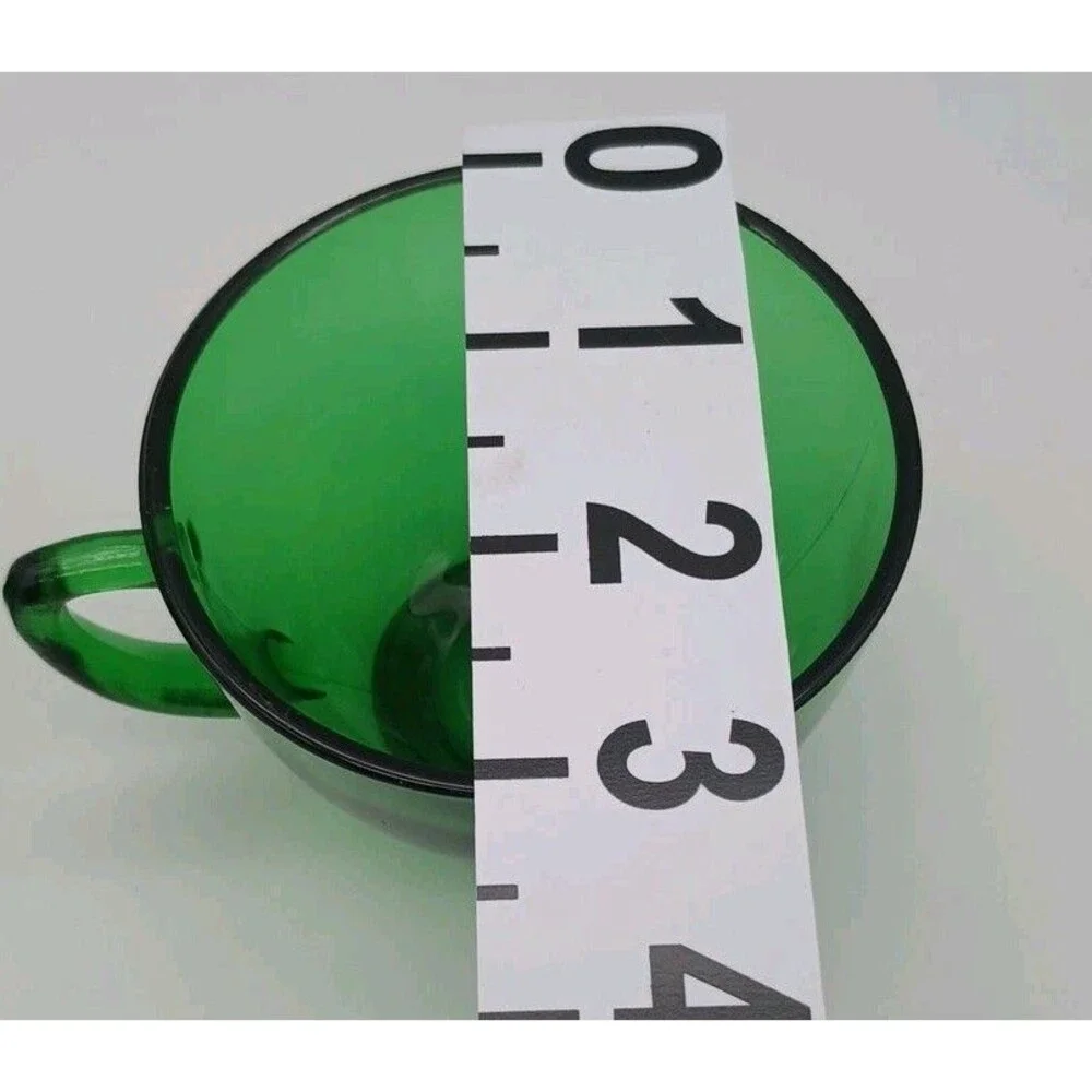 Set of 2 Anchor Hocking Glass Forest Green 6 oz Pattern  Punch  Cup Emerald Vtg